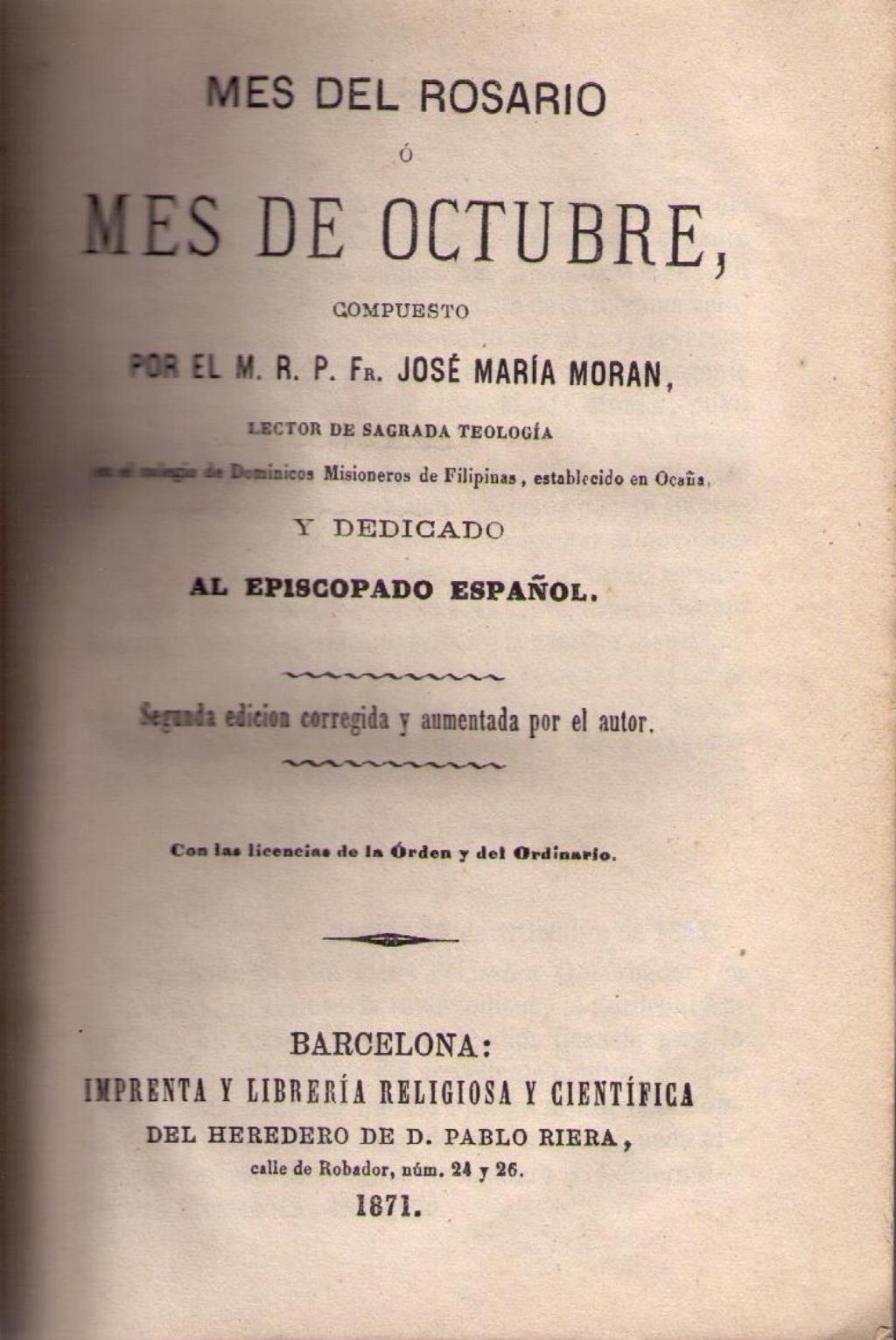 Coberta de Mes del rosario o mes de octubre